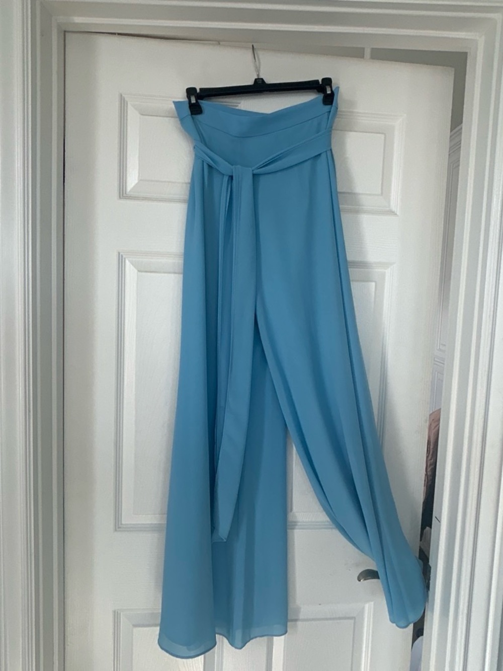 Forever 21 Sky Blue Wide-Leg Jumpsuit Pants with Self Tie Belt